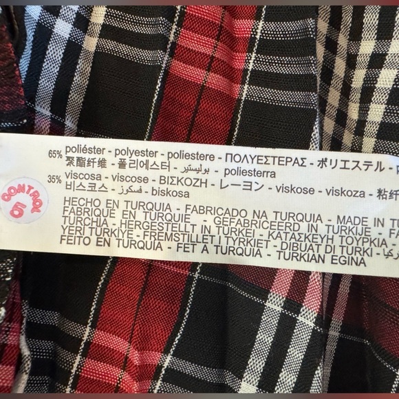 ZARA Plaid Button Down Midi Skirt Sz S Black Red Punk Chic Rock NWT - Picture 9 of 9